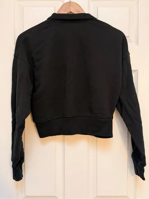 Reformation Jeans Marla Zip Sweater Sweatshirt Black‎ w Gold Zipper Small thumbnail 4