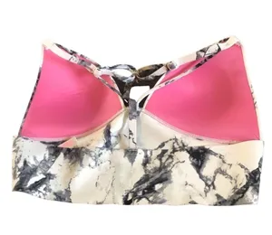 Pink Victoria’s Secret Strappy Bralette Bra Sz. L Black White Marble Padded Sexy thumbnail 2