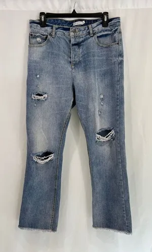Avec Les Filles‎ Distressed Mom Button Fly High Waisted Mom Jeans thumbnail 1