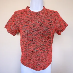 Free People Knit Top Women Size S Red Black Marled Textured Short Sleeve Boucle thumbnail 2