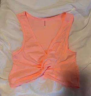 Free people orange ruched front tank thumbnail 1