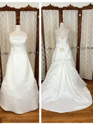 Gorgeous Vintage Y2K Paloma Blanca Strapless Satin Wedding Gown thumbnail 2