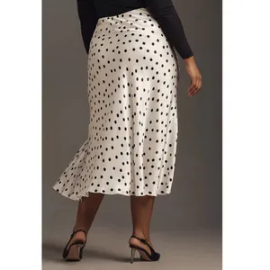 Anthropologie Maeve the Mel Ruched Side-Slit Polka Dot Midi Skirt thumbnail 2
