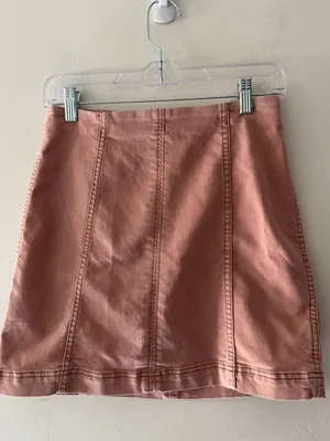 Free People Modern Femme Dusty Rose Denim Mini Skirt‎ thumbnail 2