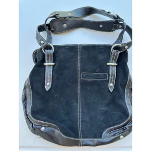 The Sak Mix Texture Patent Leather Suede Contrast Stitch Hobo Satchel Bag thumbnail 3