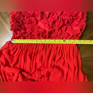 NWT Revolve Lovers & Friends Red Maxi Gown Size Large Ruffled Top Leg Split thumbnail 9