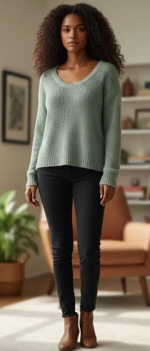Kaisley Boutique Loose Knit Sweater‎ Size Large Sage Green thumbnail 1