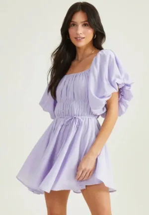 Altar'd State Dress Purple with puffy sleeves thumbnail 1