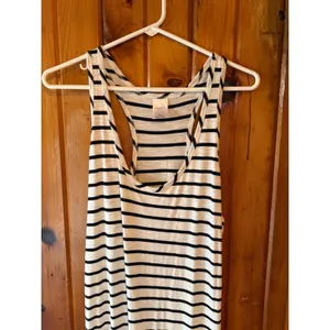 Merona Womens Black‎ White Striped Racerback Maxi Dress Medium Sleeveless Casual thumbnail 5