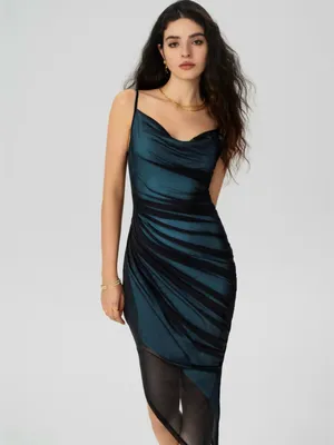 Cider Mesh Cowl Neck Ruched Maxi Dress thumbnail 11