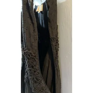 Anthropologie Love The Label Black Flocked Lace Crochet Tiered Cotton Maxi Sz XS thumbnail 10