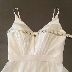 Women’s Elegant White Chiffon Full Length Dress CorsetBack Leg Slit Size 2 *READ thumbnail 9
