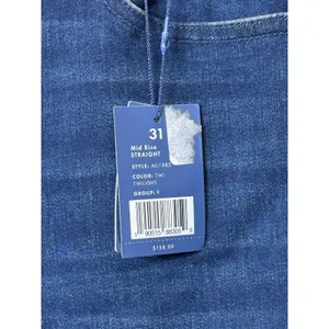 NIC+ZOE Mid Rise Straight Jeans Women 31 Twilight Blue Raw Hem Denim ALL1882 thumbnail 4