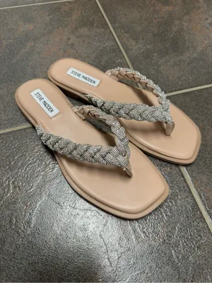 Steve Madden Amily Rhinestone Thong Sandals Slip On Silver 8.5 thumbnail 12