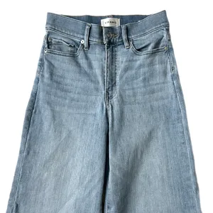 Frame Le Palazzo Crop High Rise Wide Leg Raw Hem Jean Light Wash Size 27 thumbnail 3
