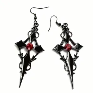 Retro Style Gothic Black Cross Earrings Funky Vintage Style Faux Fashion Jewelr thumbnail 13