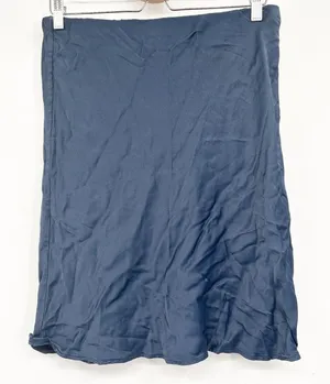 Anthropologie Womens Navy Blue Silky Viscose Minimalist Knee Length Slip Skirt M thumbnail 1