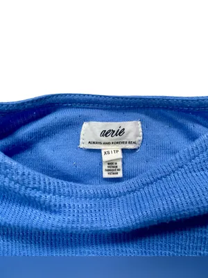 Aerie Endless Summer Cropped Eyelet Blue Tie Cuff Sweatshirt Size XS thumbnail 3