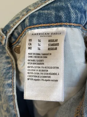 American Eagle Super High Rise Baggy Wide Leg Jeans Size 14 Regular Distressed thumbnail 7