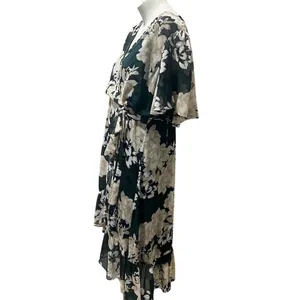 Calvin Klein Women's Floral Wrap Midi Dress Black Size 14 Party/Cocktail thumbnail 2