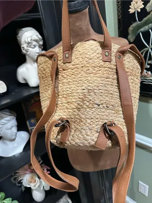 XIX Palms Shorebreak Woven Jute Cooler Backpack – Convertible Straw Bag thumbnail 9