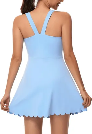 Tennis Dress with Scalloped Edge Athletic Workout Dresses thumbnail 2