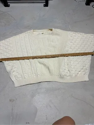 Anthropologie Maeve Cream Cable Knit Women's Sweater x-large thumbnail 3