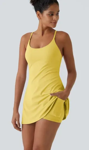 NWOT Halara SoftlyZero™ Plush Backless Active Dress-Easy Peezy Edition yellow thumbnail 1