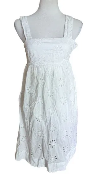 Womens Banana Republic Vintage White Sleeveless Eyelet Summer Dress - Sz 2 thumbnail 1