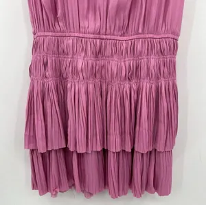 Current Air Anthropologie Solid Pink Zoey Pleated Smocked Mini Dress Size XS thumbnail 5