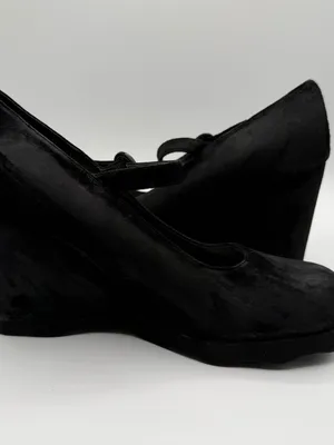 Vintage MIA Betty Y2K Mary Jane Platform Wedge Heels Black Leather 8.5 thumbnail 5