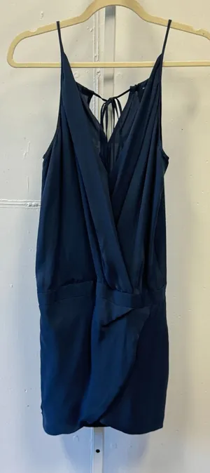 Mason by Barneys New York Navy 100% Silk Wrap Mini Dress Size 0 Party Cocktail thumbnail 1