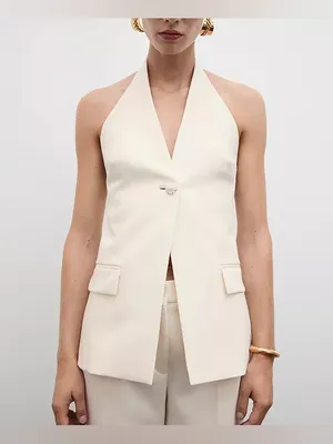 Mango Women's Jewel Button Detail Halter-Neck Gilet (Size L) thumbnail 5