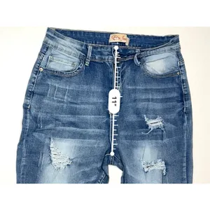 Elite Jeans Ripped Destroyed Blue Jeans‎ High Rise Punk Bohemian Sz 13/14 thumbnail 6