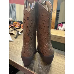 Roper Women's Chloe Snip Toe Glitter Underlay Western Boots Size 8 Brown thumbnail 6