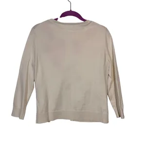 Garnet Hill Cream Floral Embroidered Button Front Cardigan Sweater XS Spring thumbnail 3