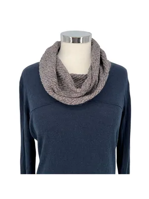 Skunkfunk Navy Long-Sleeve Knit Top With Textured Cowl Neck Size 4 thumbnail 2