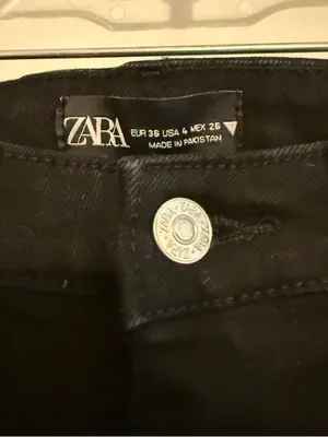 Zara Black Straight Leg Jeans with Ankle Slit thumbnail 4