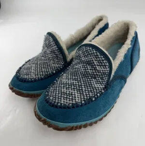 Sorel Tremblant Moc Blue Suede Knit Faux Fur Slippers Womens 11 NL2121-462 thumbnail 1