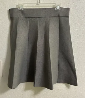 Ann Taylor Charcoal Grey pleated Knit Skirt L NWT thumbnail 1
