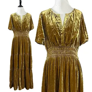 Anthropologie The Somerset Maxi Dress: Velvet Edition Bamboo Brown Size Medium thumbnail 5