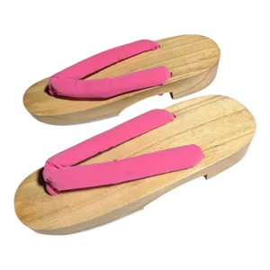 Vtg Y2K Classic Japanese Geta Hot Pink Wooden Heel Thong Sandals Sz 8.5 thumbnail 5