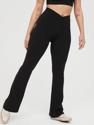 OFFLINE By Aerie Real Me High Waisted Crossover Flare black Legging thumbnail 2