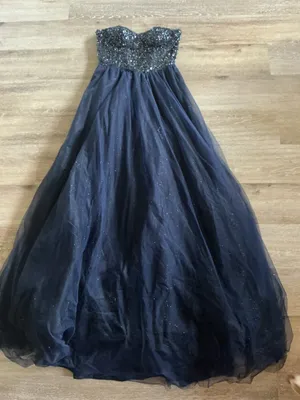 Navy blue beaded prom/pageant dress thumbnail 1
