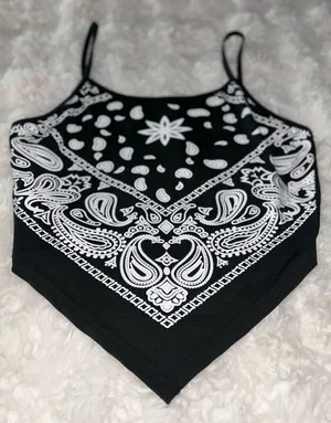SheIn NWOT Black Paisley Print Bandana Cami Top thumbnail 3