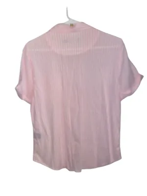 Lauren Ralph Lauren Pink Striped Short-Sleeve button up Shirt Coastal Grandma thumbnail 4