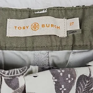 Tory Burch Women's‎ Floral Leaf Printed Trousers Size 27 thumbnail 3