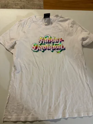 Harley-Davidson white cotton t-shirt vibrant rainbow foil graphic medium spider thumbnail 1