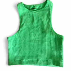 Garage Bright Green Ribbed Seamless High Neck Crop Tank S thumbnail 1
