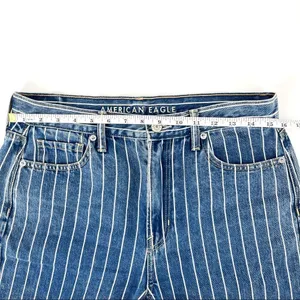 American Eagle Indigo Striped Hi‎ Rise Mom Jean Size 8 Blue NWT thumbnail 10